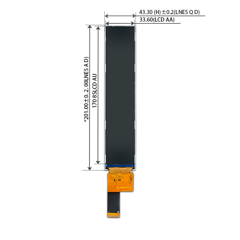6.9英寸长LCD屏幕280×1424 MIPI接口30PIN TFT-LCD条带LCD模块